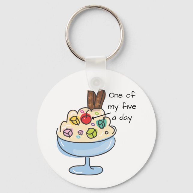 Funny Diet Quote Ice Cream Sundae Key Ring (Front)