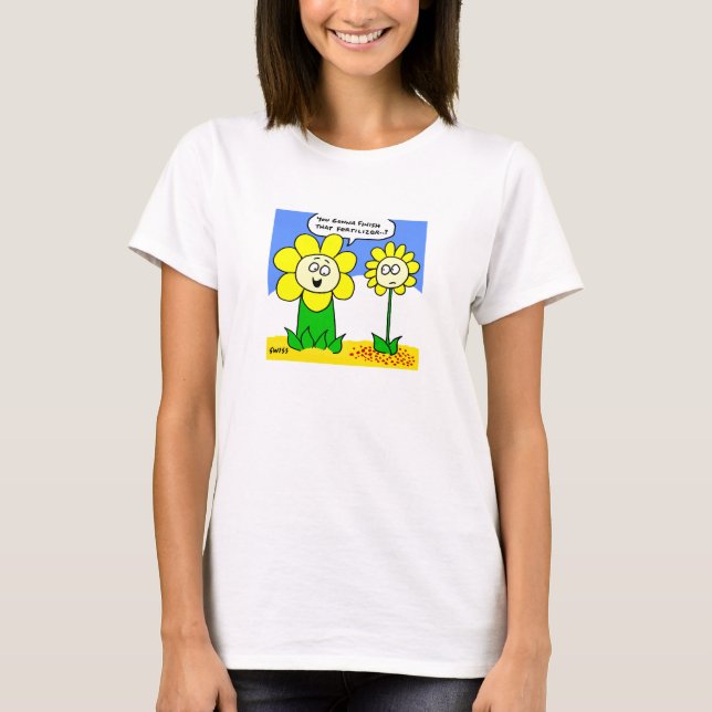 Funny Dieting Flower Cartoon Ladies T-Shirt (Front)