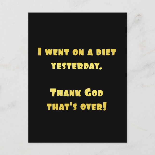 Funny Dieting Joke Postcard (Front)