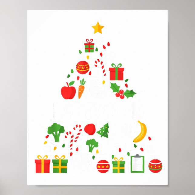 Funny Dietitian Christmas Tree Lights Womens Mens  Poster (Front)