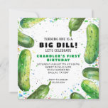 Funny Dill Pickle Pun Birthday Invitation<br><div class="desc">A cute and funny birthday invitation featuring watercolor pickles. Perfect for any age.</div>