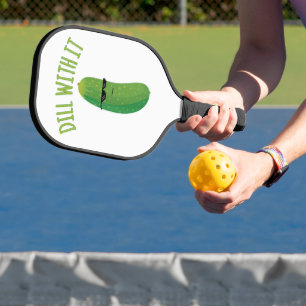 Funny Dill with It Pickle Pun Pickleball Paddle