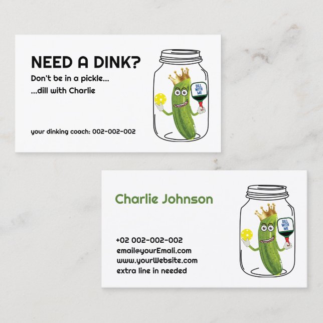 😍🤩🥒Funny Dinking coach Pickleball  Business Card (Front/Back)