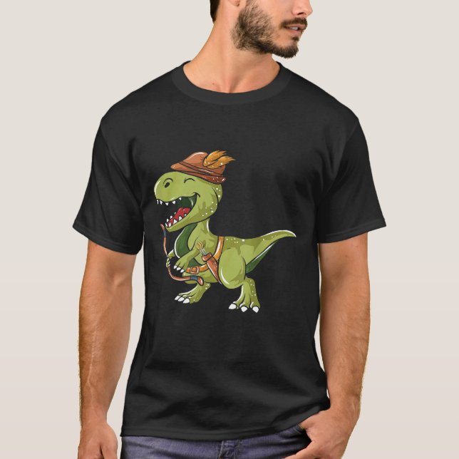 Funny Dino Archer Archery T-Shirt (Front)