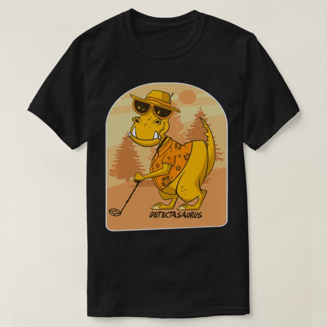 Funny Dino Metal Detectorist  Detectasaurus Pullov T-Shirt (Design Front)