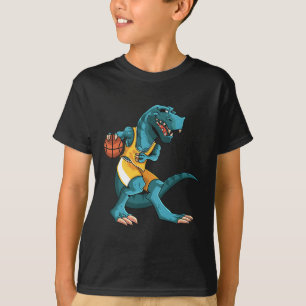 Funny Dino Playing Sketll T-rex Lover Player Kids  T-Shirt