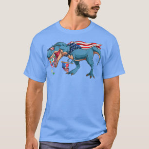 Funny Dinosaur 4th Of July Kids Boys Men Amerisaur T-Shirt