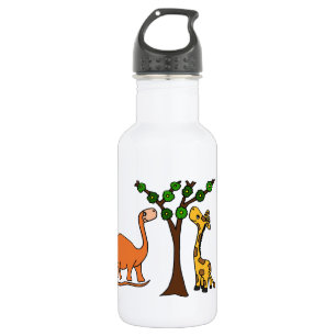Funny Dinosaur and Giraffe Cartoon 532 Ml Water Bottle