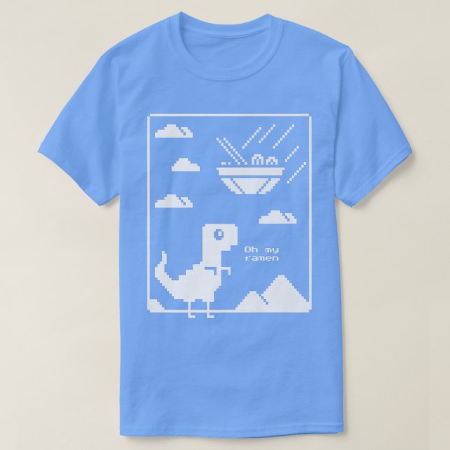 Funny Dinosaur and Ramen Pixel Japanese ramen nood T-Shirt (Design Front)