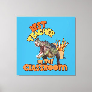Funny Dinosaur Art Teacher Classroom Humour Design Canvas Print