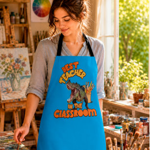 Funny Dinosaur Art Teacher Creative Classroom Apron