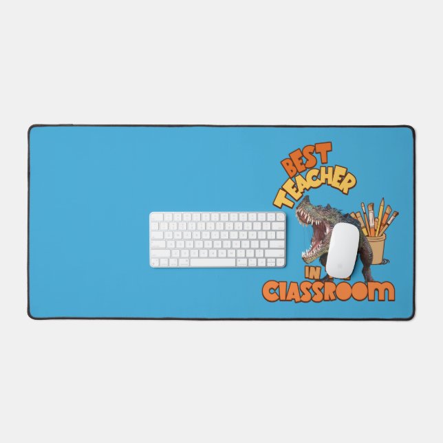Funny Dinosaur Art Teacher Creative Classroom Desk Mat (Keyboard & Mouse)