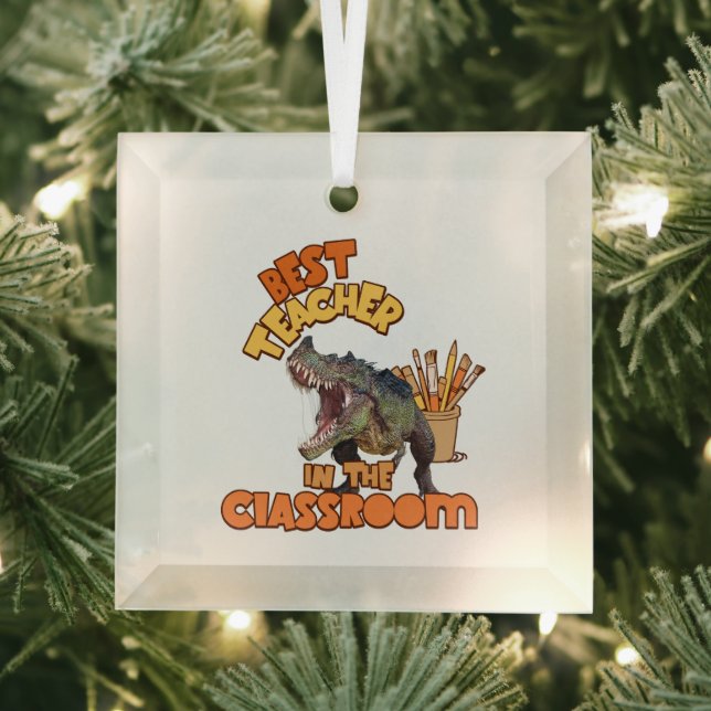 Funny Dinosaur Art Teacher Creative Classroom Glass Tree Decoration (Insitu)