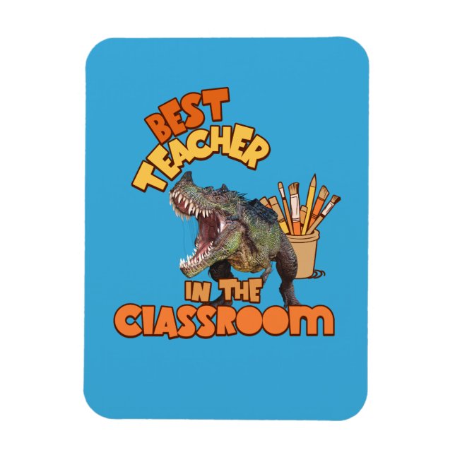 Funny Dinosaur Art Teacher Creative Classroom Magnet (Vertical)