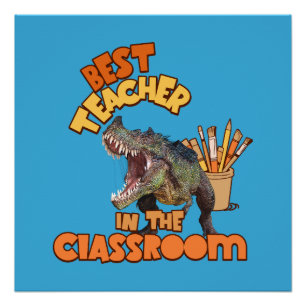 Funny Dinosaur Art Teacher Creative Classroom Poster