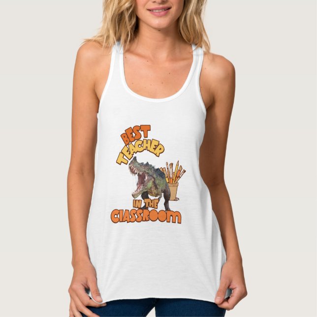 Funny Dinosaur Art Teacher Creative Classroom Singlet (Front)