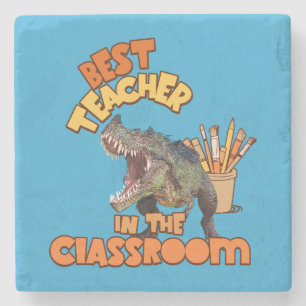 Funny Dinosaur Art Teacher Creative Classroom Stone Coaster