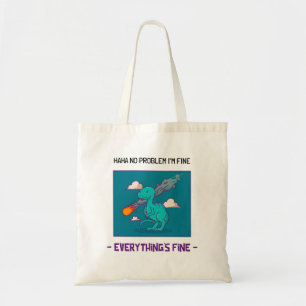 Funny Dinosaur Asteroid Everything's Fine Tote Bag