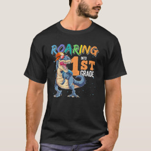 Funny Dinosaur Back To School Roaring Into 1St Gra T-Shirt