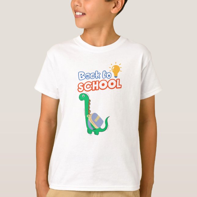 Funny Dinosaur back to school with backpack kids T-Shirt (Front)