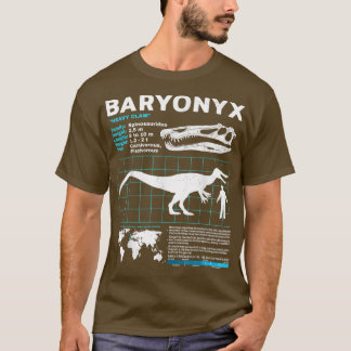 Funny Dinosaur Baryony Fact Sheet Fossils Data  T-Shirt