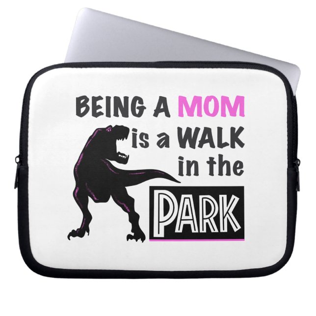Funny Dinosaur Being A Mum is a Walk in the Park Laptop Sleeve (Front)