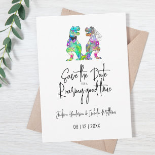 Funny Dinosaur Bride and Groom Wedding Save The Date