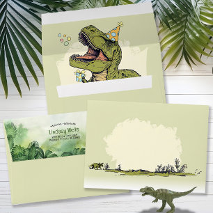 Funny Dinosaur Cartoon T-Rex Birthday Party Invite Envelope
