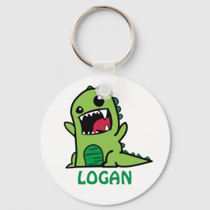 Funny dinosaur cartoon with name key ring