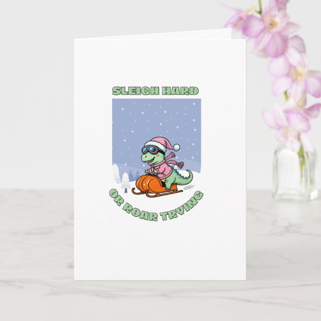 Funny Dinosaur Christmas  Card (Orchid)