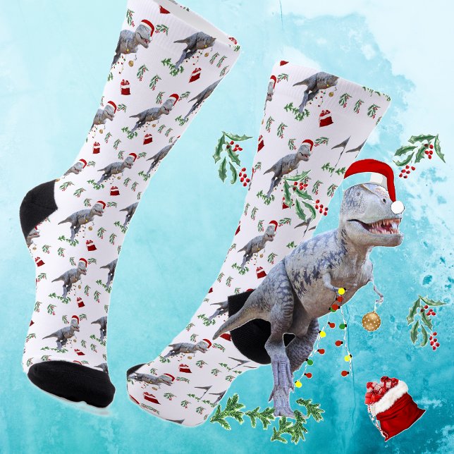 Funny Dinosaur Christmas  Socks (Creator Uploaded)