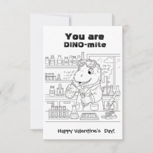 funny Dinosaur Coloring Maze Classroom Valentine Thank You Card