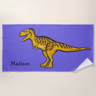 Funny Dinosaur custom name & colour beach towel