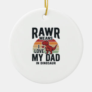 Funny Dinosaur Dad RAWR Vintage Shirt Design_1 Ceramic Tree Decoration