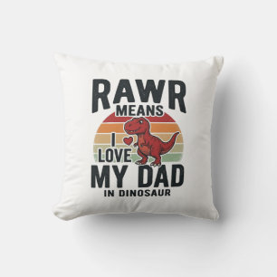 Funny Dinosaur Dad RAWR Vintage Shirt Design_1 Cushion