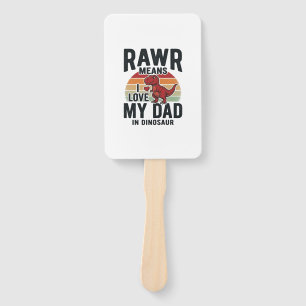 Funny Dinosaur Dad RAWR Vintage Shirt Design_1 Hand Fan