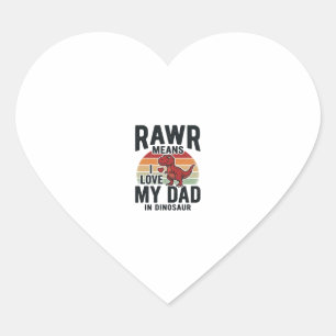 Funny Dinosaur Dad RAWR Vintage Shirt Design_1 Heart Sticker