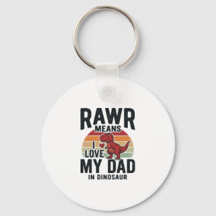 Funny Dinosaur Dad RAWR Vintage Shirt Design_1 Key Ring