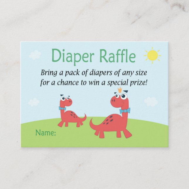 Funny Dinosaur Diaper Raffle Tickets (Front)