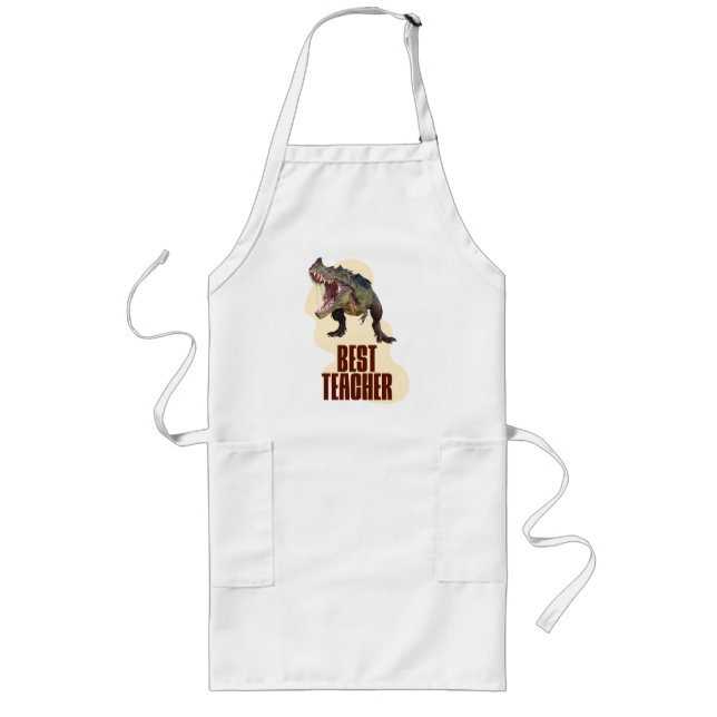 Funny Dinosaur Dino Best Teacher Long Apron (Front)