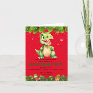 Funny Dinosaur eat gingerbread cookies Christmas Invitation