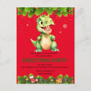 Funny Dinosaur eat gingerbread cookies Christmas Postcard
