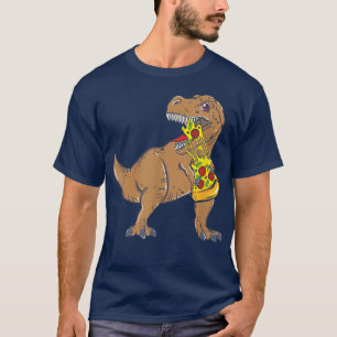 Funny Dinosaur Eat Pizza Slice Lover T Re  T-Shirt