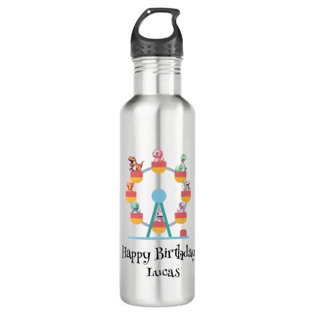 Funny dinosaur Ferris wheel Birthday party DIY Nam 710 Ml Water Bottle (Front)