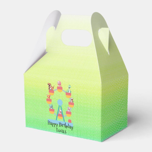 Funny dinosaur Ferris wheel Birthday party DIY Nam Favour Box (Front Side)