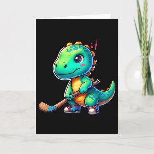 Funny Dinosaur Field Hockey Player Cool Team  Card