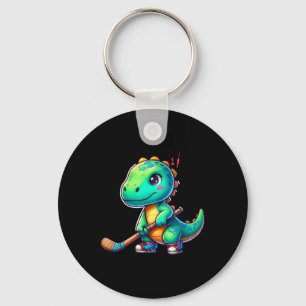 Funny Dinosaur Field Hockey Player Cool Team  Key Ring
