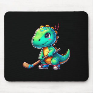 Funny Dinosaur Field Hockey Player Cool Team Mouse Pad