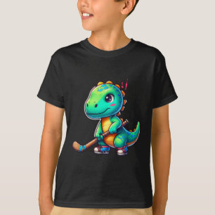 Funny Dinosaur Field Hockey Player Cool Team  T-Shirt