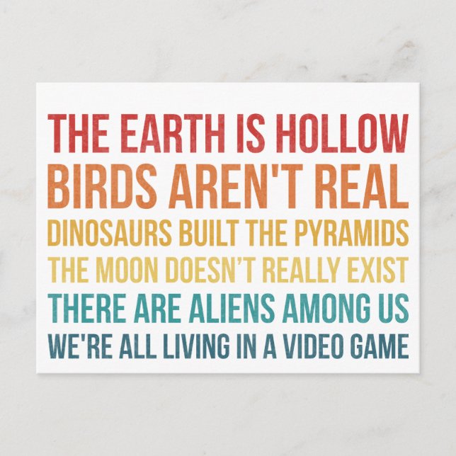 Funny Dinosaur Flat Earth Alien Conspiracy Theory Postcard (Front)